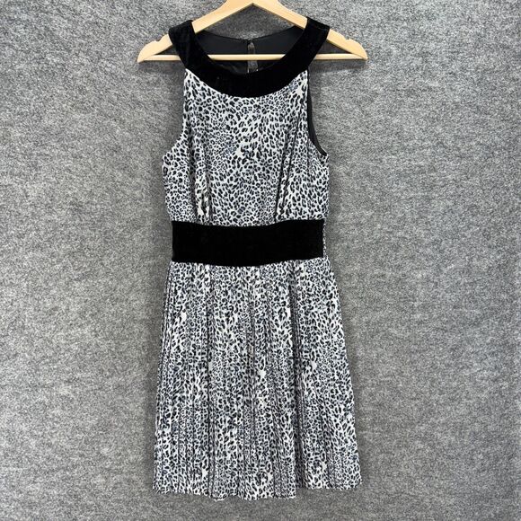 Unbranded Dress Women M Medium Black Animal Print Sheath Midi Elastic Waist - Picture 1 of 6